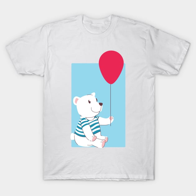 Ice Bear With Red Ballon T-Shirt by JFDesign123